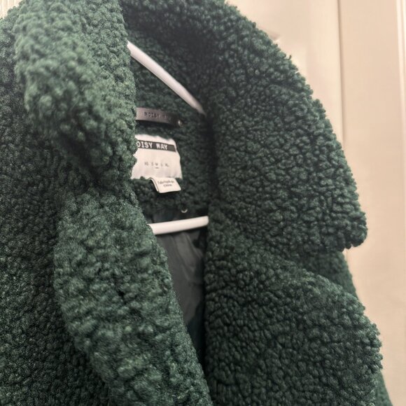 Noisy May Teddy Sherpa Fluffy Coat Emerald Green Soia Kyo - Picture 9 of 9